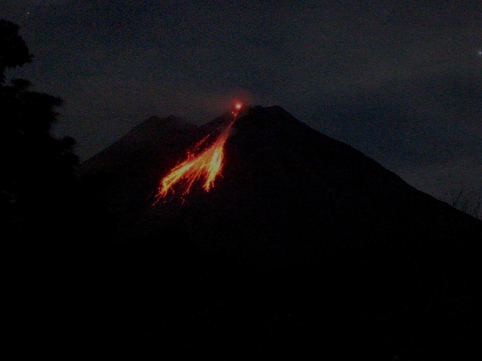 eruption at night