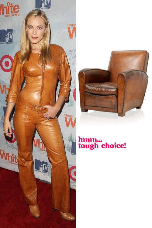 You know her from Terminator 3: Rise of the Machines. I thought I know her, but I later realized she looks a lot like my brown leather armchair.