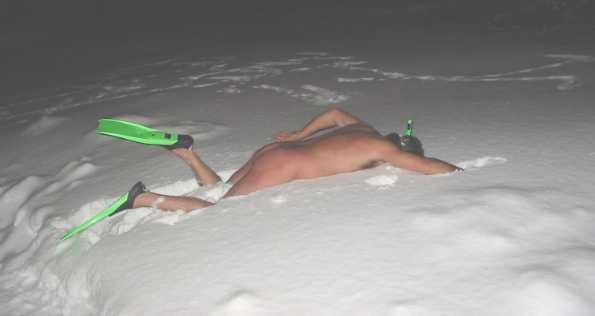 The message:  Don't Drink And Snorkle.  Especially in Illinois.  And even more especially in February.