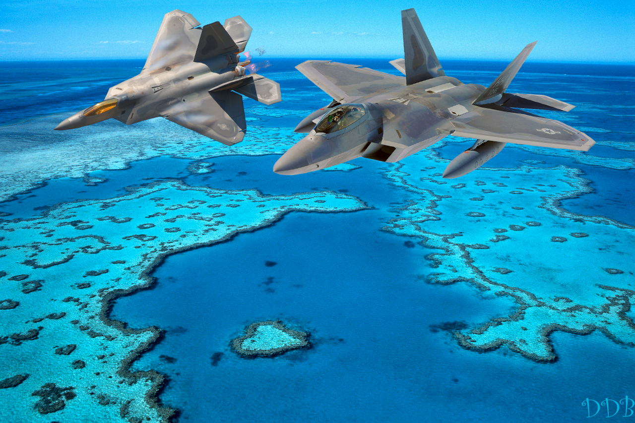 F-22 Raptors over the Great Barrier Reef