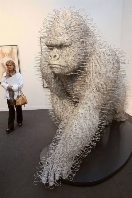 Big ol gorilla made out of coat hangers