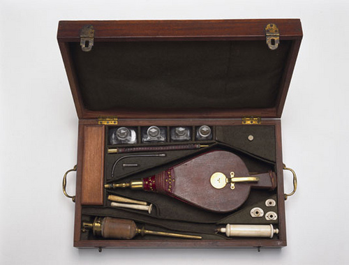 Tobacco Smoke Enema (1750s-1810s) The tobacco enema was used to infuse tobacco smoke into a patient's rectum for various medical purposes, primarily the resuscitation of drowning victims.