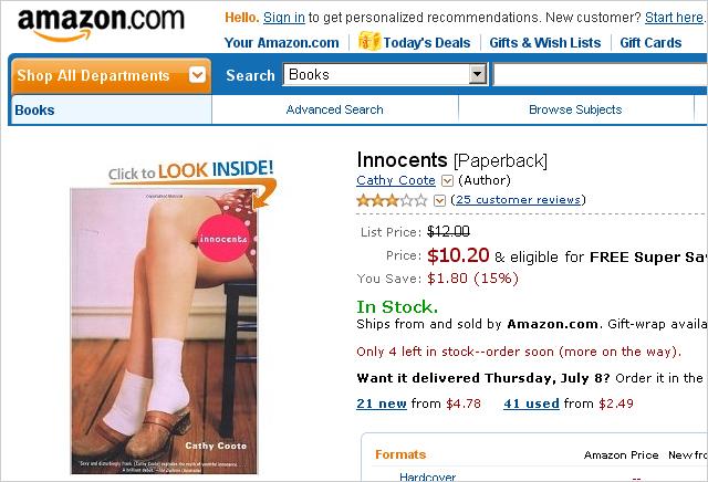 innocents book cathy coote - amazon.com Hello. Sign in to get personalized recommendations. New customer? Start here. Your Amazon.com Today's Deals Gifts & Wish Lists Gift Cards Search Books Shop All Departments Books Advanced Search Browse Subjects Click