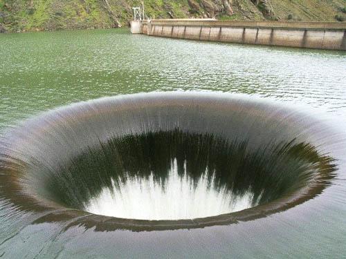 Glory hole in Monticello dam California