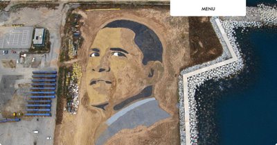 Obama giant sand portrait