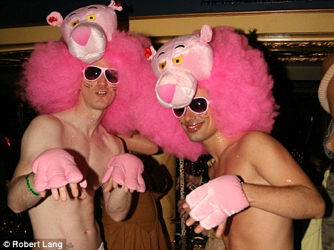 gay pink panther afro couple