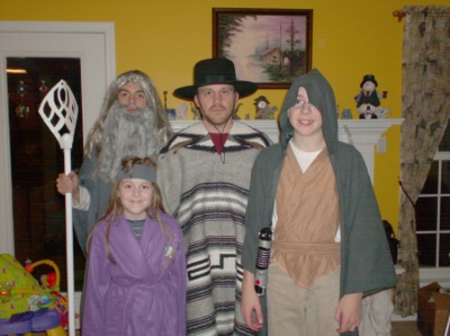 Jesus, a mexican, a Jedi and  girl in a robe