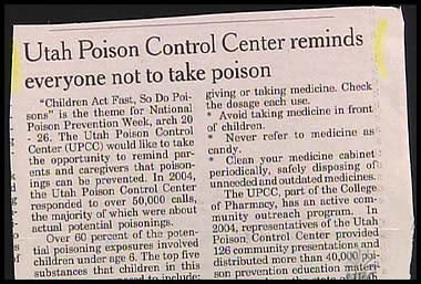 stupid headlines - Utah Poison Control Center reminds everyone not to take poison "Children Act Fast, So Do Poi riving or taking medicine. Check sons" is the theme for National the dosage ench use. Poison Prevention Week, arch 20 "Avoid taking medicine in