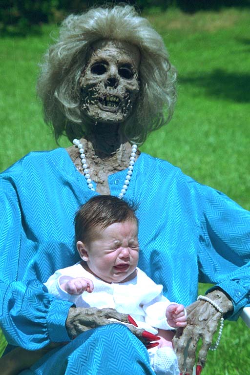 The baby looks happy :