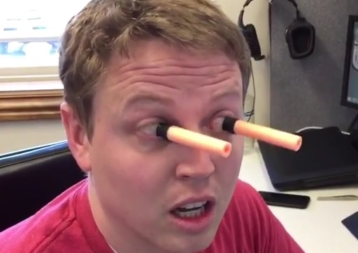 Person with airsoft suction rounds in his eyeballs