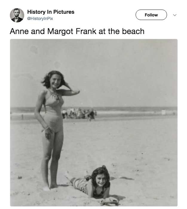 anne frank at the beach - History In Pictures Anne and Margot Frank at the beach
