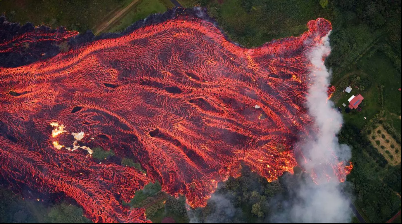 Another aerial view showing the size of one of the lava flows.