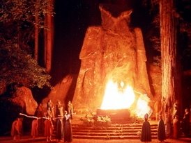 Where our World Leaders turn into worshipers of the great Owl Molech and do a mock human sacrifice to the 'Cremation of Care Ceremony'....http://molech.com/
