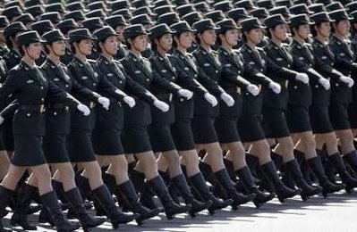 Chinese People's Liberation Army PLA ground force march in formation 