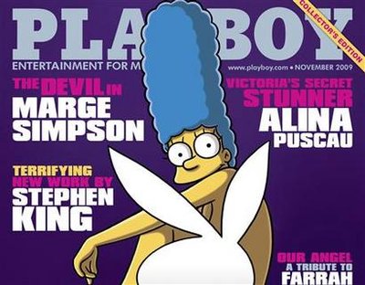 Marge Simpson is seen on the cover of the November issue of Playboy magazine in this handout released to Reuters on October 9, 
