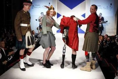Veterans from the United States and Scotland present creations during the Dressed To Kilt charity fashion show in New York 
