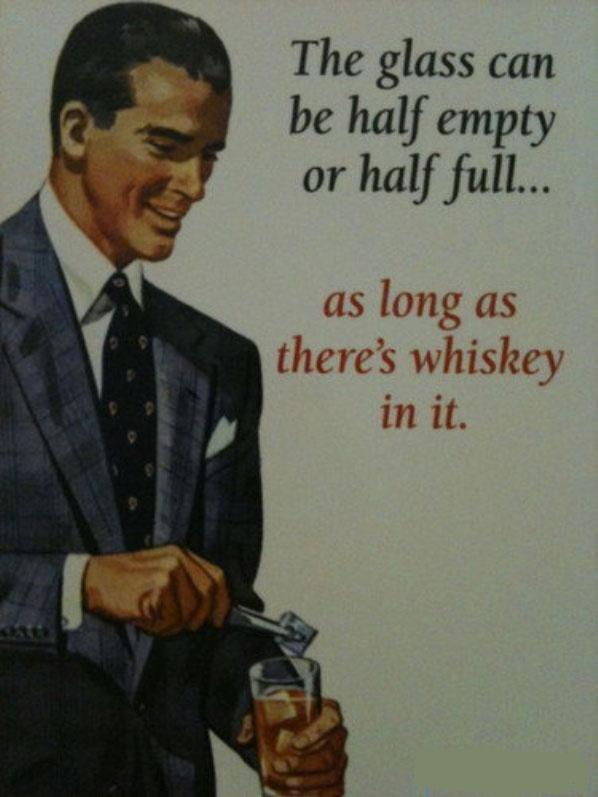 Doesn't matter just as long as there's whiskey in that glass!