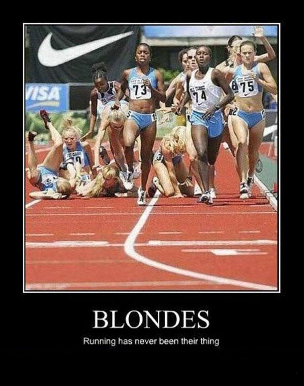 Nobody said running is easy... for blond chicks.
