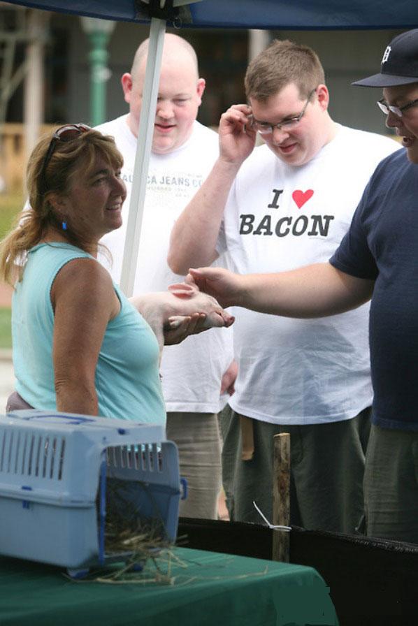When you love bacon as much as this guy, hunger surpasses cute.