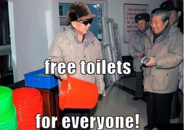 North Koreans celebrate FREE TOILET DAY! 