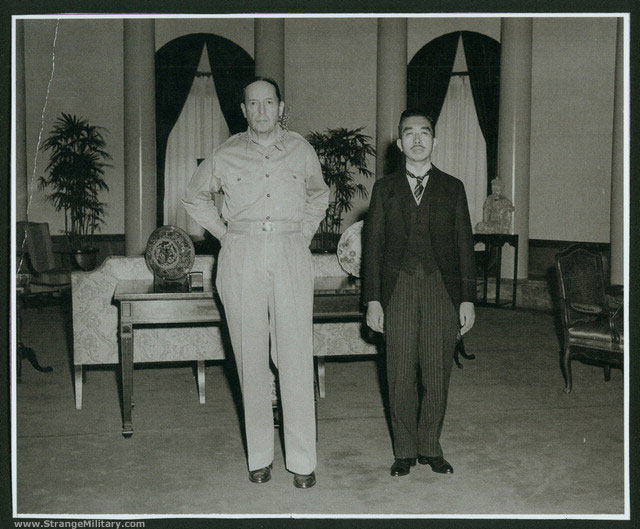 GENERAL DOUGLAS MACARTHUR & EMPEROR HIROHITO AFTER SURRENDER CEREMONY 