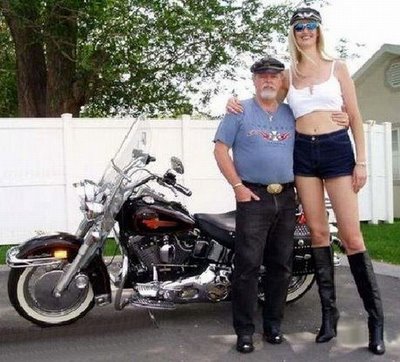 tall woman on motorcycle