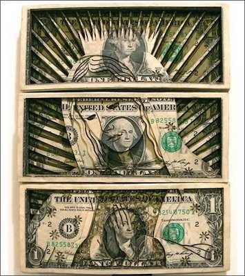 One Dollar Paper Carvings