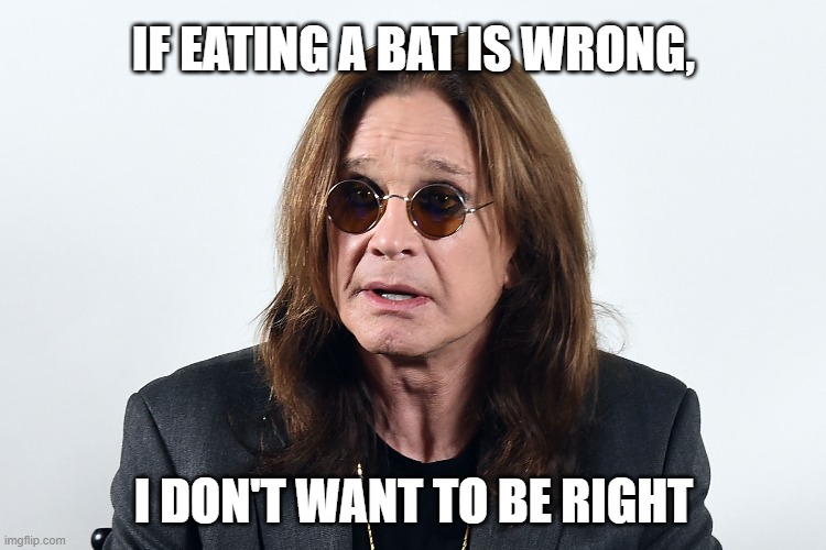 photo caption - If Eating A Bat Is Wrong, I Don'T Want To Be Right imgflip.com