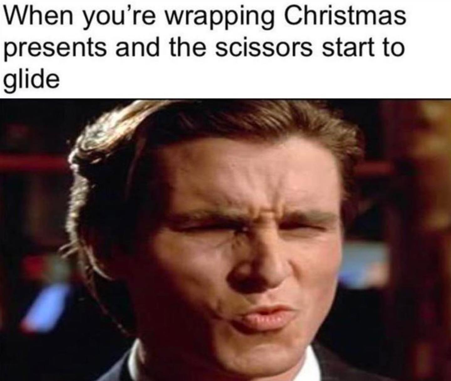 photo caption - When you're wrapping Christmas presents and the scissors start to glide