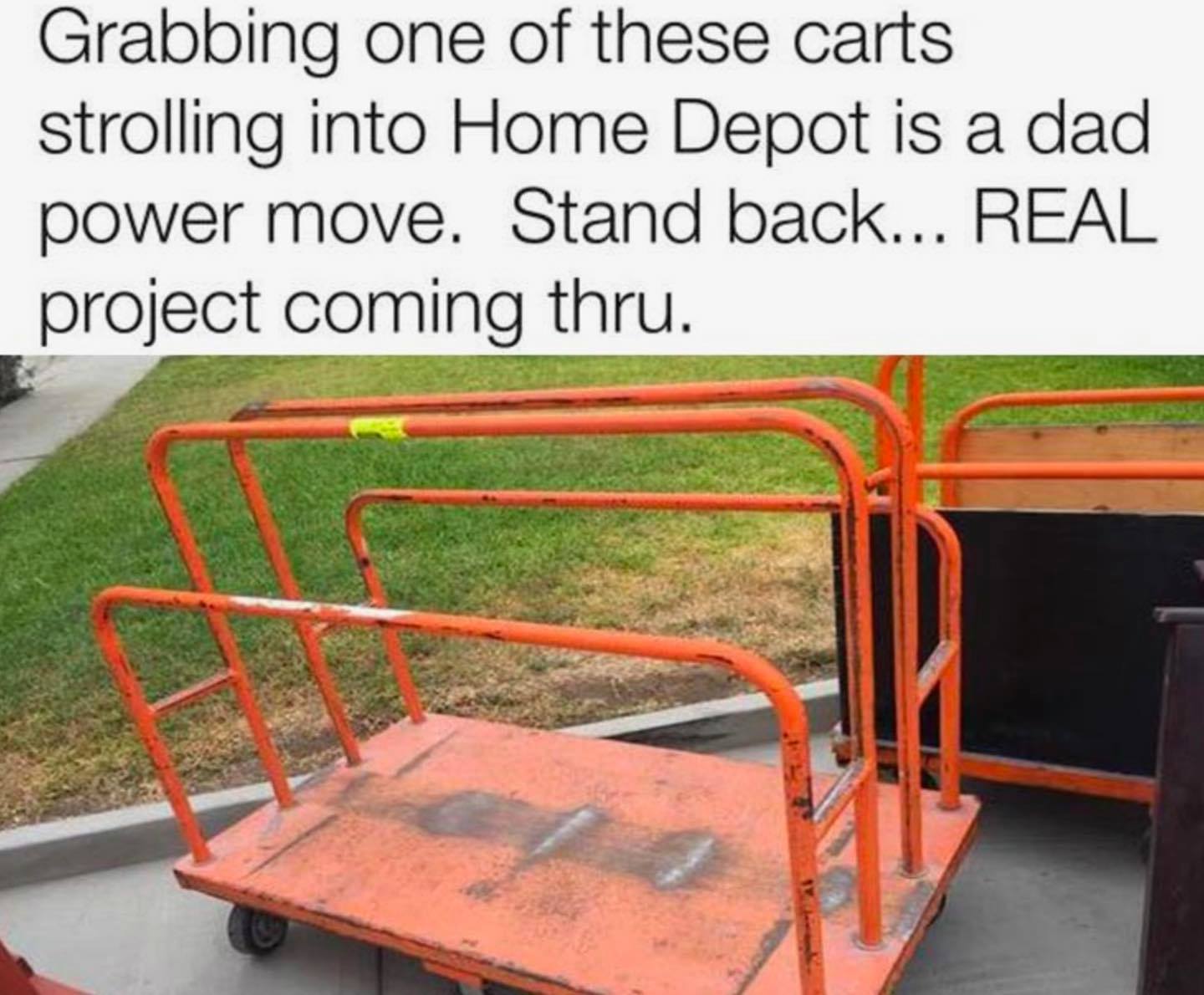 vehicle - Grabbing one of these carts strolling into Home Depot is a dad power move. Stand back... Real project coming thru.