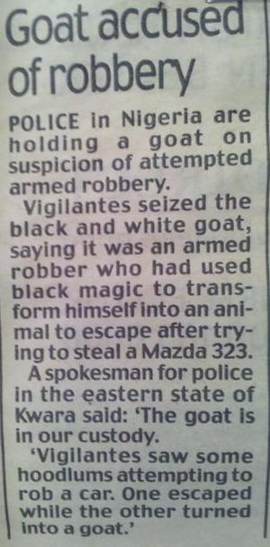 2 men tried to steal a car, 1 of them ran, the other transformed into a goat