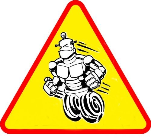 Warning! Robots ('road works' in Polish)