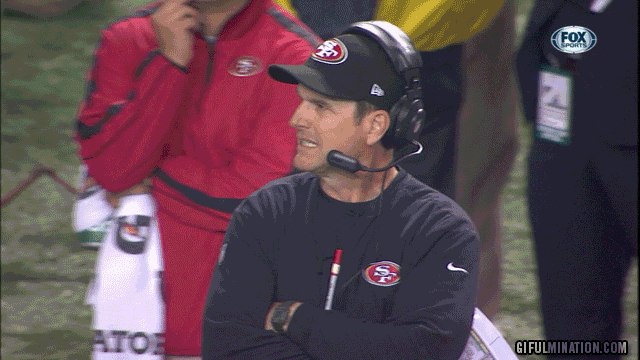 Harbaugh to self: "Act disappointed..."