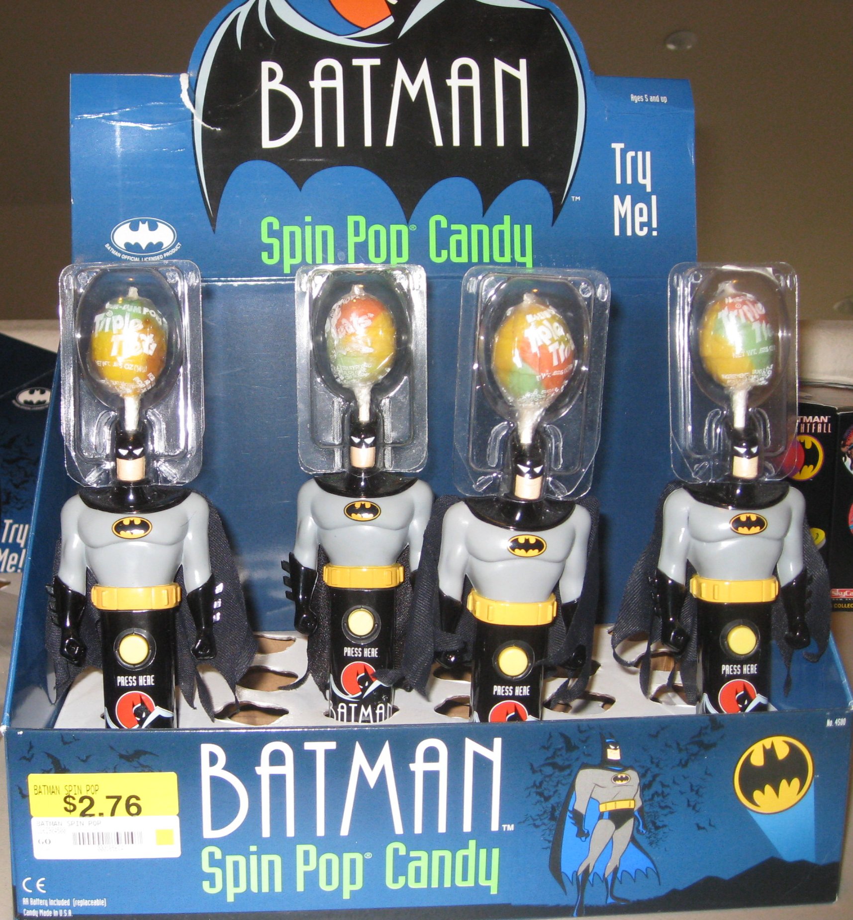 robot - Batman Spin Pop Candy 4 1276 Batman Spin Pop Candy