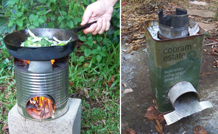 Rocket Stove. Efficient design that harnesses the properties of heat and combustion to create a clean and hot burn using half as much fuel as conventional means.