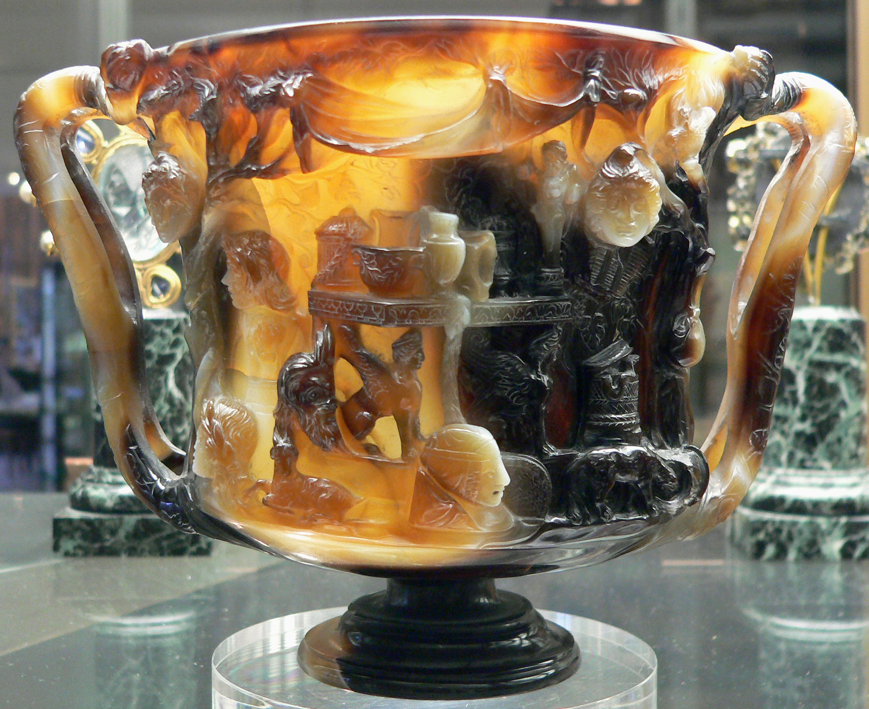Cup of the Ptolemies, Sardonyx, from Alexandria, 1st century BCE - 1st century CE. Cabinet des Medailles, Bibliotheque Nationale, Paris.
