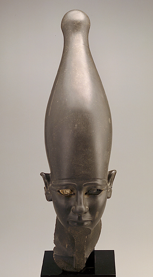 Head of an unknown Egyptian Pharaoh wearing the White Crown, signifying he 
ruled over southern Egypt, ca. 2675-2130 B.C.E.