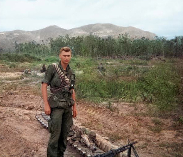 19-year-old Pfc. John Ross of Port Charlotte, Fla. with his M-60 machine-gun. He fought with the 173rd Airborne Brigade in Vietnam in 1967-68.