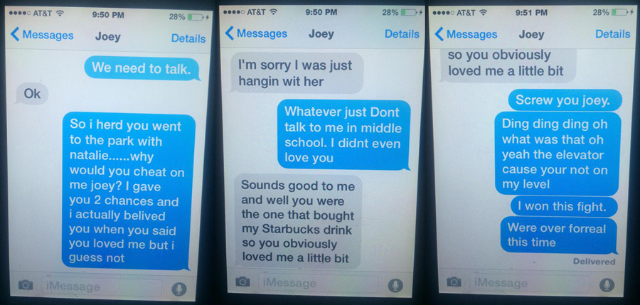 One of the funnier cheating stories came when an 11-year-old girl shut down her “cheating” boyfriend over text. Madi Nickens, her 17-year-old sister found the texts so hilarious she had to post it on Twitter.