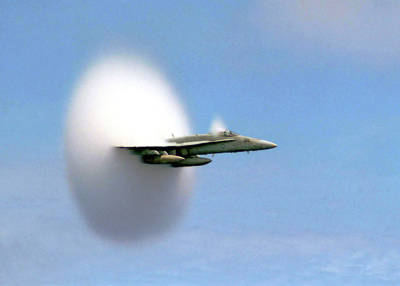 An F/A-18 breaking the sound barrier.