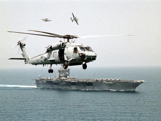 An SH-60 Seahawk. The standard helicopter for all US Naval Vessels.