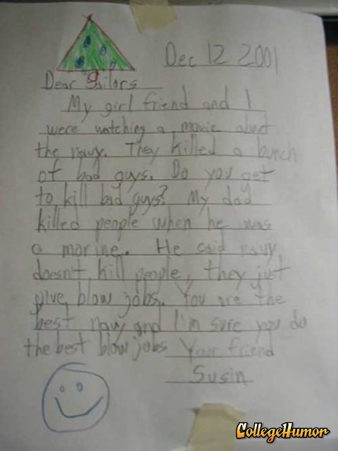 Sweet little girl writes a misinformed letter.