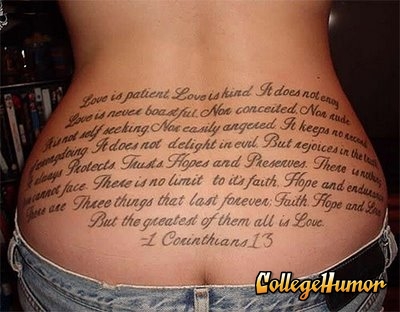 This is the most epic and poetic tramp stamp I've ever seen in my life.

