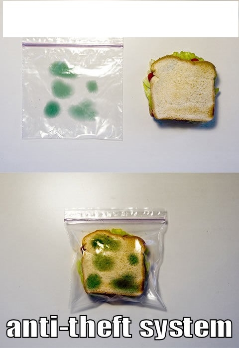 If you don't have any green paint, you could also just only eat old sandwiches.