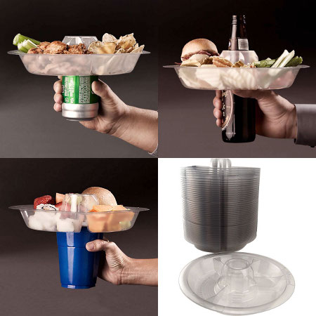 Go Plates are reusable party plates not to be confused with party hats that sit on top of your beer can, bottle or plastic cup, allowing you a free hand for playing grab-ass