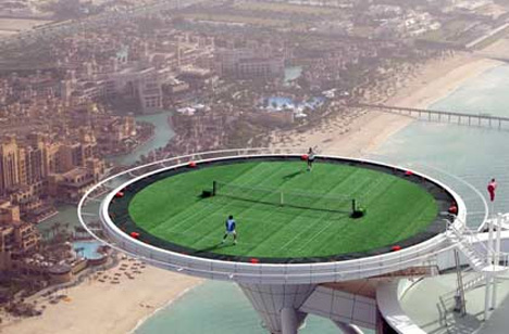 Andre Agassi and Roger Federer: Tennis on a Helipad