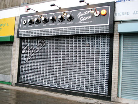 Storefront Security Gate as Fender Guitar Amp