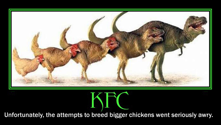 Unfortunately the attempts to breed bigger chickens went seriously awry!