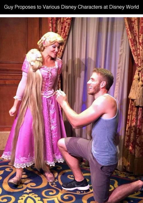 Guy proposes to various disney charactors.