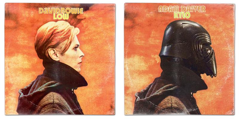 Pop culture record albums changed to a starwars theme